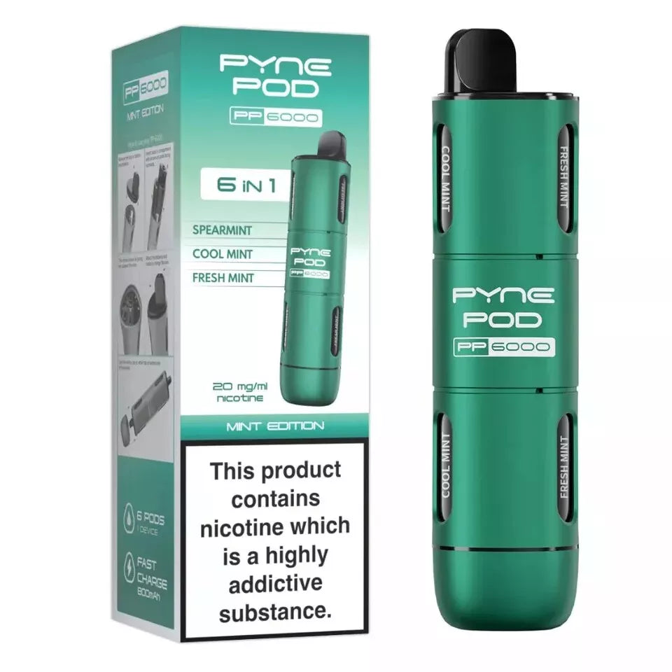 🔥 Pyne Pod 6-in-1 PP6000 Disposable Vape – 20mg Nic Salt | 6000 Puffs | UK Stock 🇬🇧