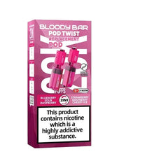 Pink packaging of a vape pod replacement with branding and product details on a white background.