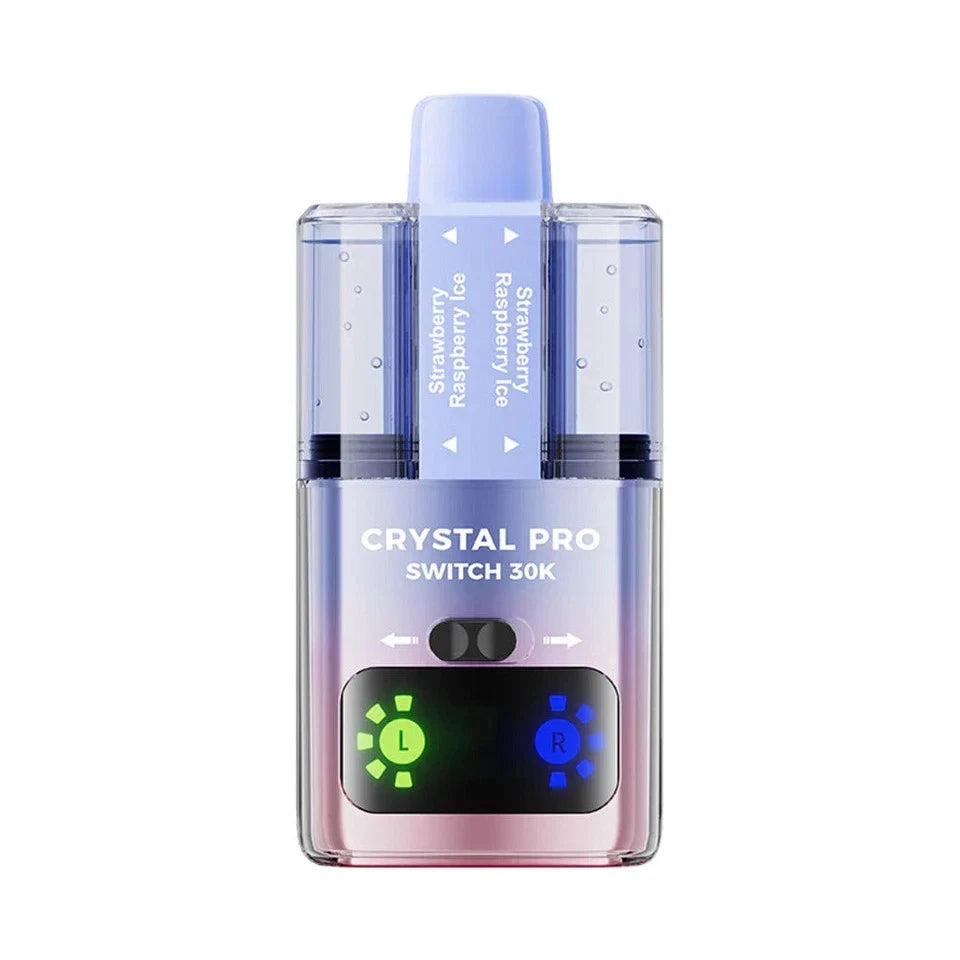 Vape device with 'Crystal Pro Switch 30K' branding on a white background