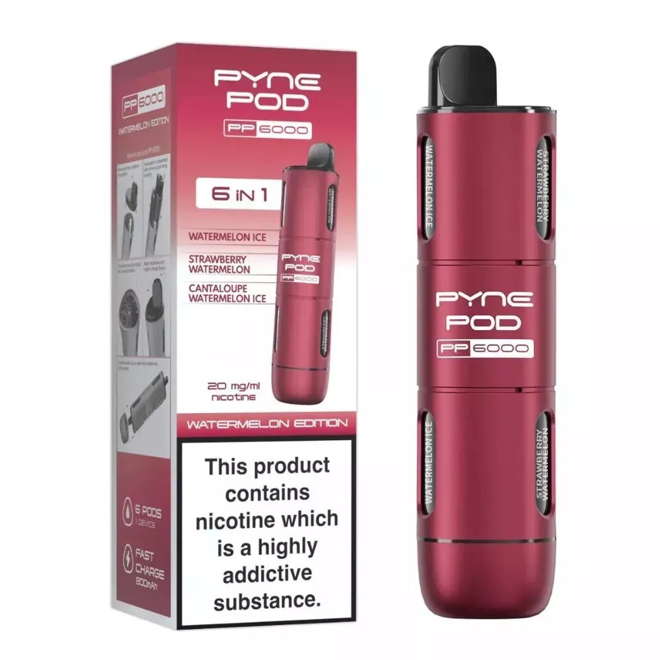 🔥 Pyne Pod 6-in-1 PP6000 Disposable Vape – 20mg Nic Salt | 6000 Puffs | UK Stock 🇬🇧