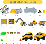 253 PCS Construction Race Track Toy Set with Cars & Trucks – Flexible DIY Track STEM Toy for Kids (Ages 3–8)