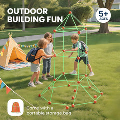 130 PCS Glow in the Dark Fort Building Kit for Kids – STEM Creative Construction Play Tent Set (Ages 5–10)