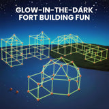 130 PCS Glow in the Dark Fort Building Kit for Kids – STEM Creative Construction Play Tent Set (Ages 5–10)