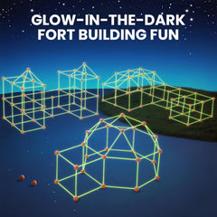 130 PCS Glow in the Dark Fort Building Kit for Kids – STEM Creative Construction Play Tent Set (Ages 5–10)