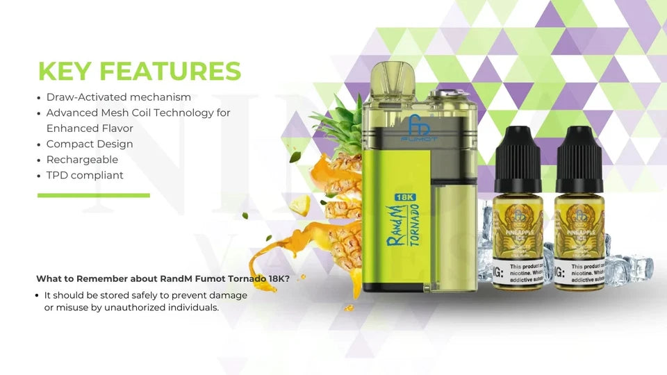Top ten pod systems – RandM Fumot Tornado 18000 long-lasting vape device.