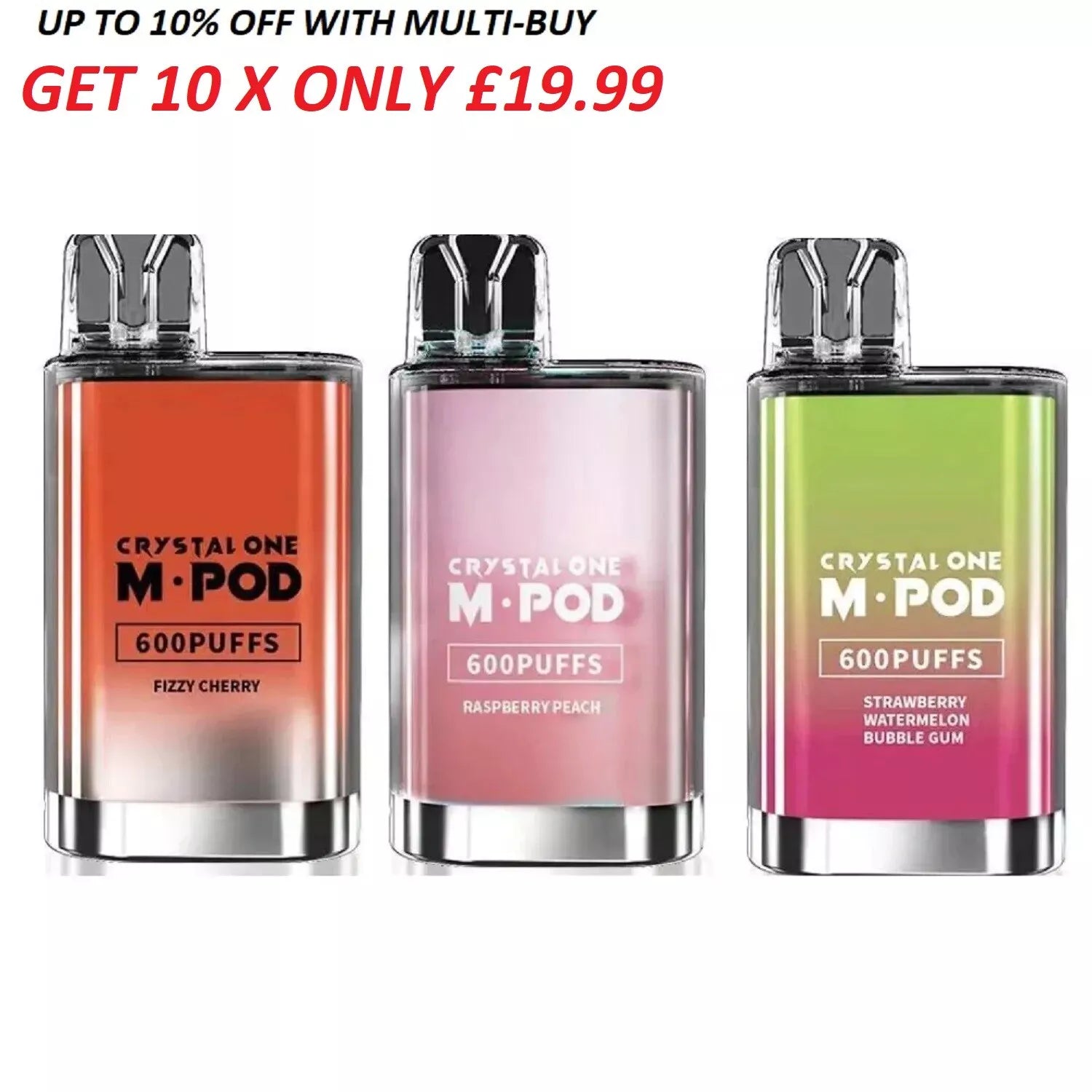 10x Crystal One M Pod 600 Puff Vape Pod 2ML Bar Device 20Mg