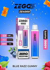ZEGO ZE 4000  Vape 0-ZERO NICOTINE NO-NICOTINE ELUX 3500🔞 CRSTAL PRO.