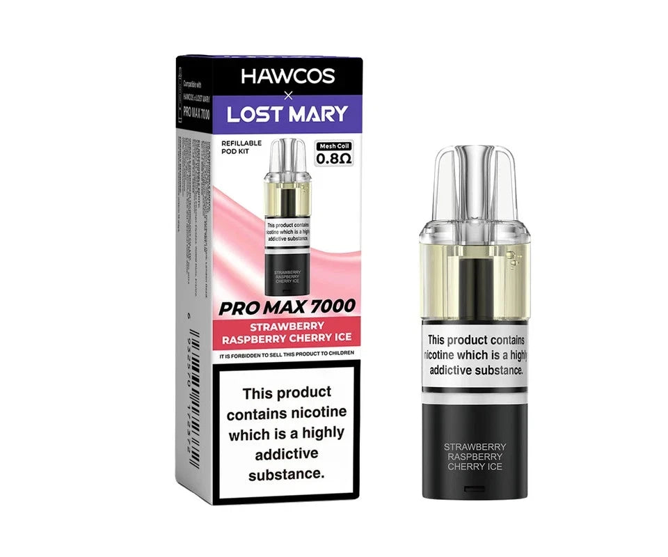 HAWCOS x Lost Mary PRO MAX 7000 Replacement Refill Pods | 20mg Nic Salt | Best Pod System for Flavour & MTL – UK Fast Dispatch