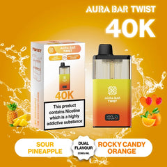 Aura Bar Twist 40K Vape Kit | Dual Flavour | 20mg | LED Display | Refillable