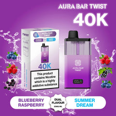 Aura Bar Twist 40K Vape Kit | Dual Flavour | 20mg | LED Display | Refillable