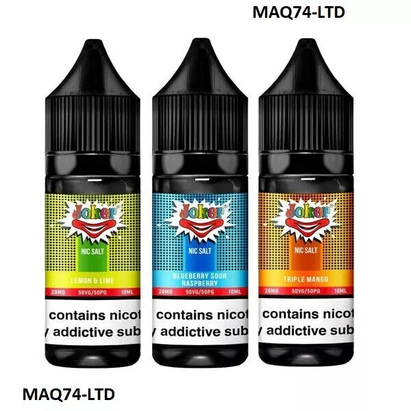 Joker Nic Salts E Liquid 10ml Vape Juice 10mg 20mg 50VG 50PG UK SKE CRYSTAL