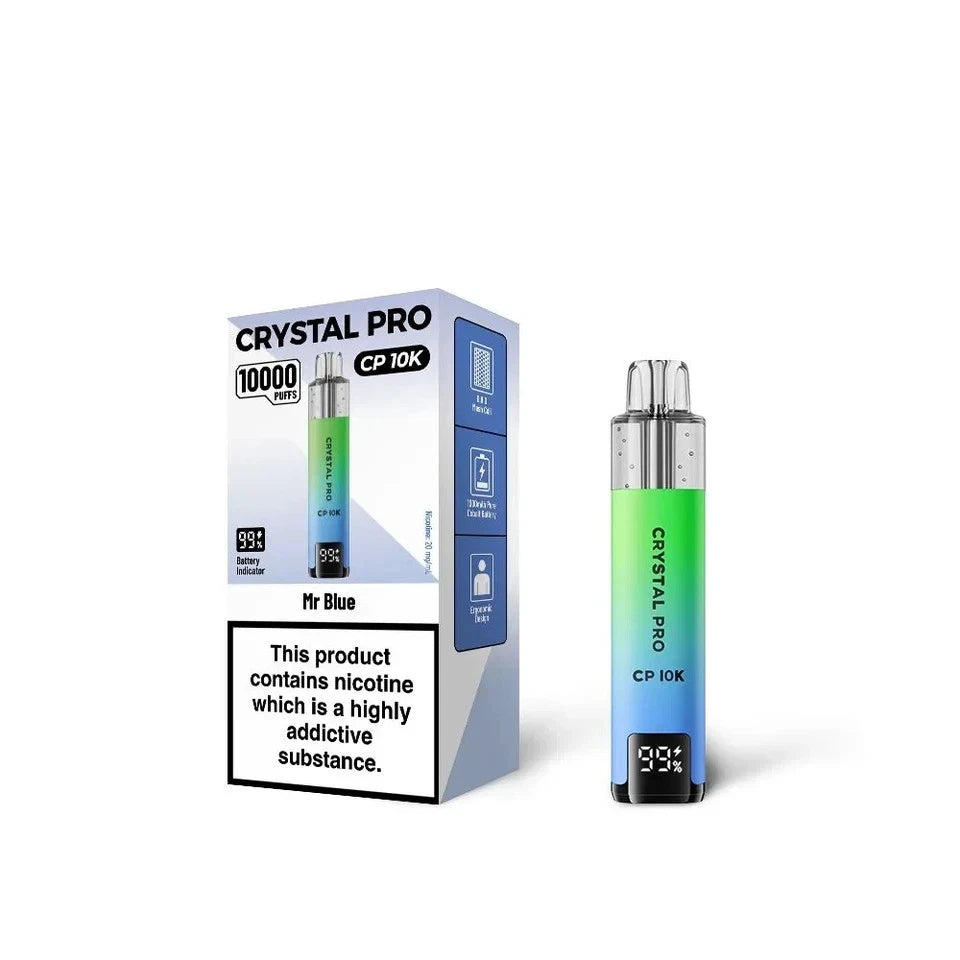 Crystal Pro CP 10K Vape Kit – 10,000 Puffs | 20mg Nic Salt | Refillable & Rechargeable Pod Device
