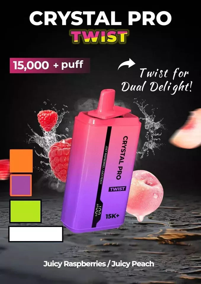 🌬️ Crystal Pro Twist 15000 Puffs Disposable Vape – 0mg Nicotine | Zero Nic | Rechargeable | Hayati & Crystal Max Alternative | UK Stock