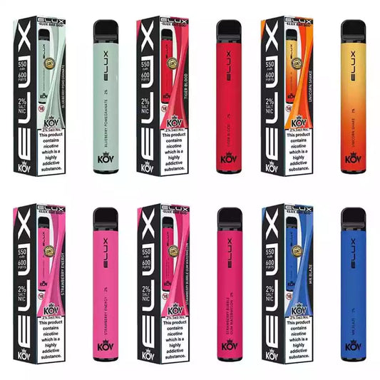 ELUX LEGEND MINI AND ELUX KOV 600 PUFF DISPOSABL VAPE PEN BAR ALL FLAVOURS 2ML