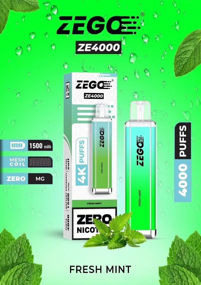 ZEGO ZE 4000 Vape Side Angle – Elegant Clear Body Design